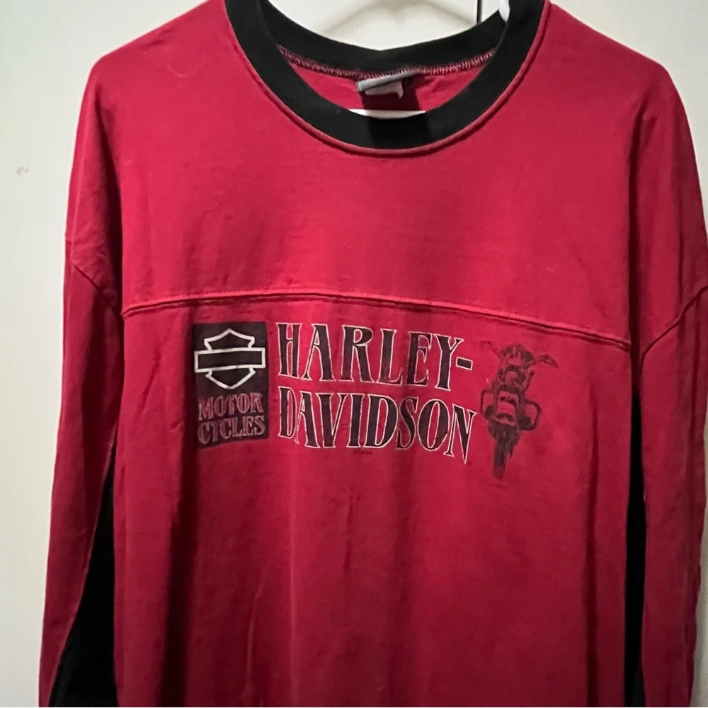 Harley-Davidson Red and Black Crew Neck Shirt - Picture 2 of 6